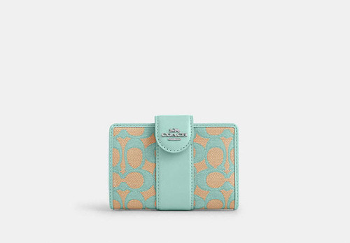 COACH Medium Corner Zip Wallet In Signature Jacquard SV/FADED BLUE Image 8