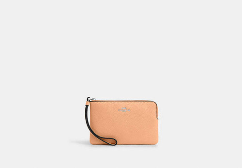 COACH Corner Zip Wristlet PEBBLED LEATHER/SV/FADED BLUSH Image 9