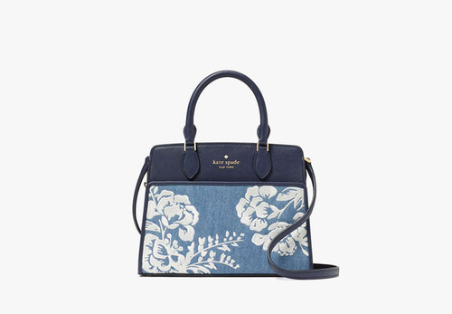 KATE SPADE Madison Vase Floral Embroidered Small Satchel BLUE MULTI Image 2