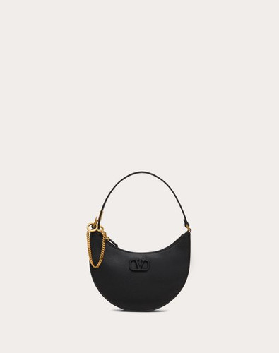 VALENTINO Vlogo Signature Mini Hobo Bag In Grained Calfskin