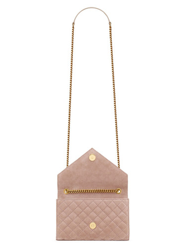 SAINT LAURENT Envelope Small Bag In Mix Matelasse Suede ROSY SAND Image 5