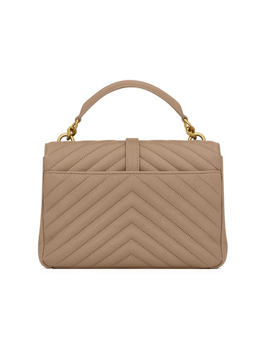 SAINT LAURENT College Medium Chain Bag In Quilted Leather GREYISH BROWN Image 3