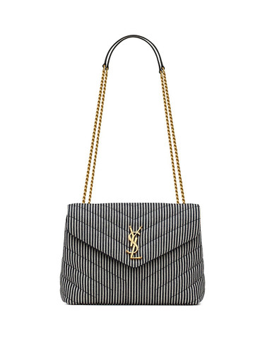 SAINT LAURENT Loulou Small Chain Bag In ''Y''- Quilted Striped Denim MULTI Image 1