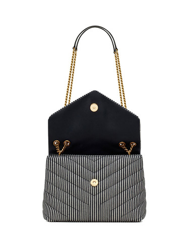 SAINT LAURENT Loulou Small Chain Bag In ''Y''- Quilted Striped Denim MULTI Image 4