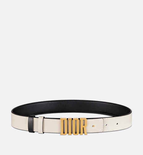 DIOR Reversible D-fence Belt Smooth Black And Latte-colored Calfskin, 30 Mm