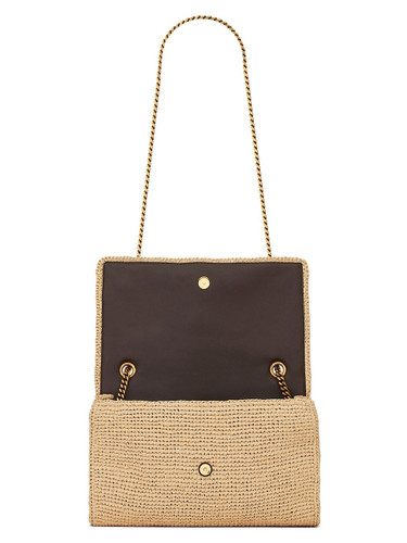 SAINT LAURENT Kate Medium Chain Bag In Raffia And Smooth Leather NATURAL DARK OAK Image 4