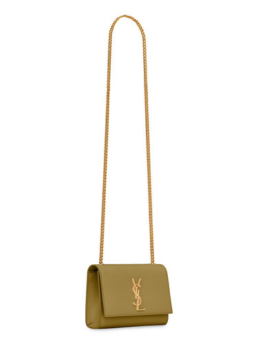SAINT LAURENT Kate Small Chain Bag In Grain De Poudre Embossed Leather GREEN Image 5
