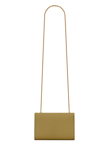 SAINT LAURENT Kate Small Chain Bag In Grain De Poudre Embossed Leather GREEN Image 6