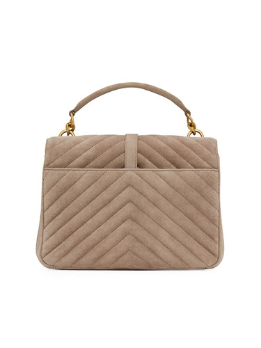 SAINT LAURENT College Medium Chain Bag In Quilted Suede TAUPE Image 7