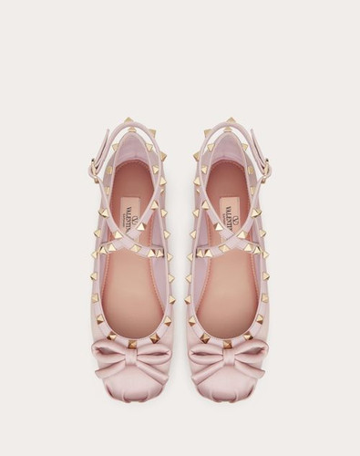 VALENTINO Satin Rockstud Ballerinas