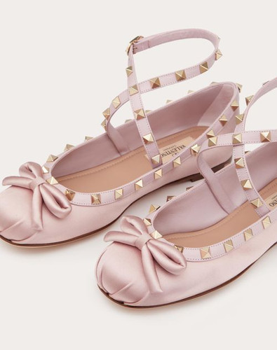 VALENTINO Satin Rockstud Ballerinas