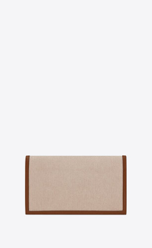 SAINT LAURENT Uptown Pouch In Canvas And Smooth Leather