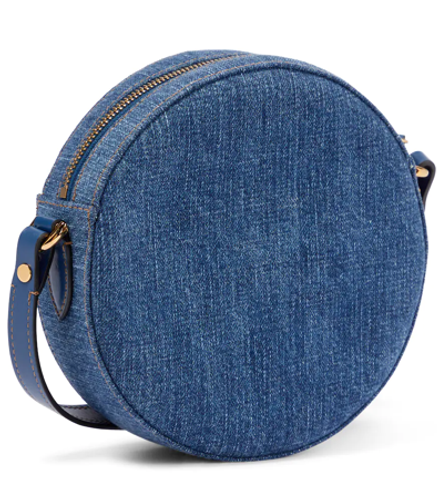 VERSACE La Medusa Disco Round Denim Crossbody Bag In Blue