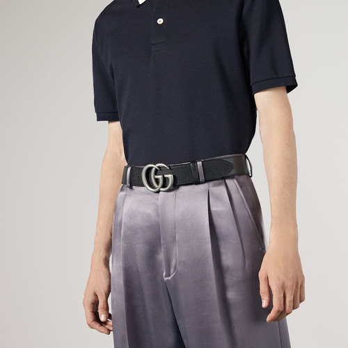 GUCCI Leather Belt With Double G Buckle