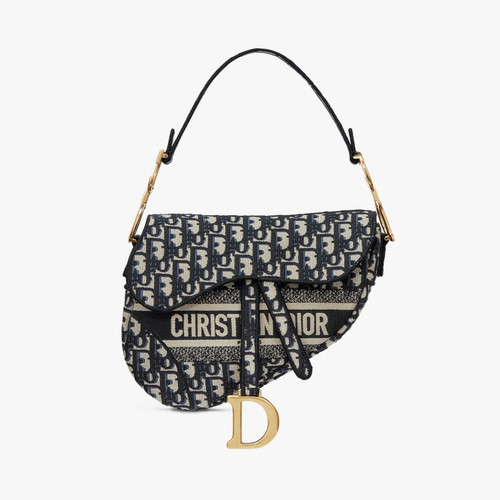 DIOR Saddle  Bag - Blue Dior Oblique embroidery -1