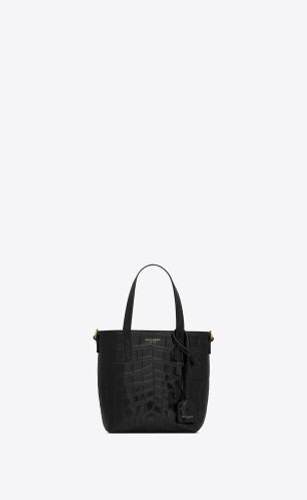 SAINT LAURENT Mini Toy Shopping In Crocodile Embossed Leather
