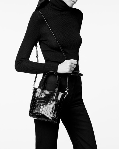 SAINT LAURENT Mini Toy Shopping In Crocodile Embossed Leather