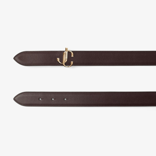 JIMMY CHOO Felisa Black Leather Belt with JC Emblem