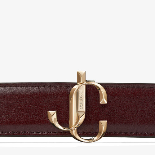 JIMMY CHOO Felisa Black Leather Belt with JC Emblem