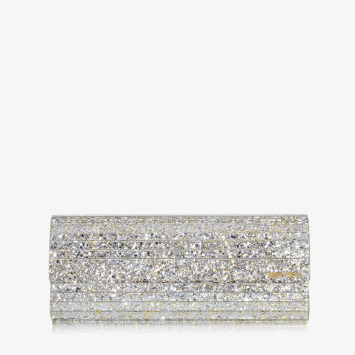 JIMMY CHOO Sweetie Champagne Coarse Glitter Acrylic Clutch Bag