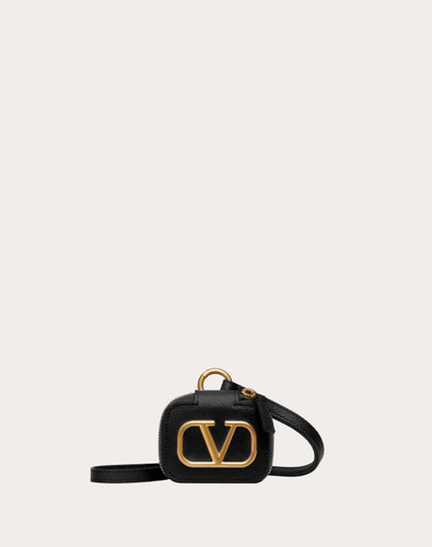 VALENTINO Vlogo Signature Grainy Calfskin Airpods Pro Case With Leather Strap