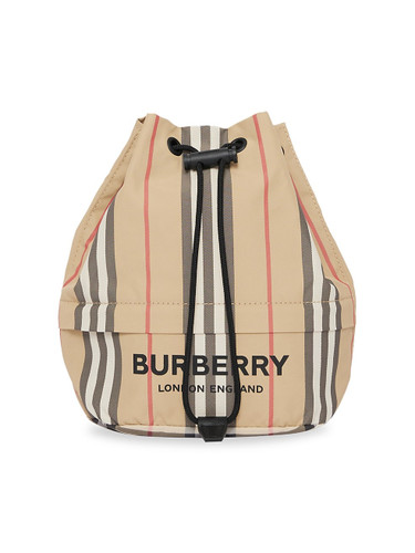 BURBERRY Phoebe Icon Stripe Drawstring Bucket Bag BEIGE Image 1