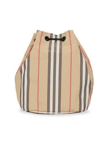 BURBERRY Phoebe Icon Stripe Drawstring Bucket Bag BEIGE Image 4