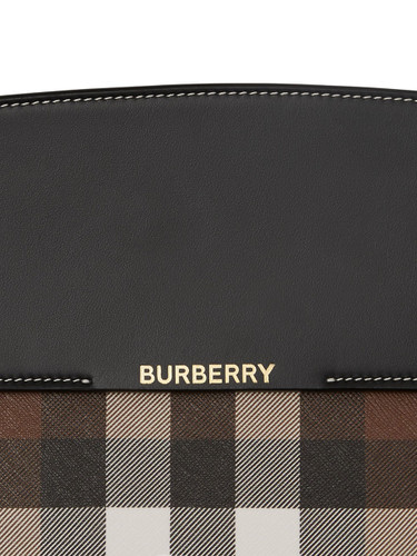 BURBERRY Catherine Leather-Trimmed Check Shoulder Bag DARK BIRCH BROWN Image 4