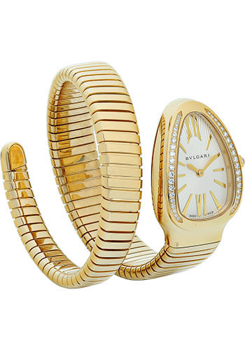 BVLGARI Serpenti Tubogas Watch - 35 mm Yellow Gold Case - Silver Dial