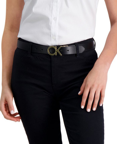 CALVIN KLEIN Women's Reversible Monogram Buckle Belt