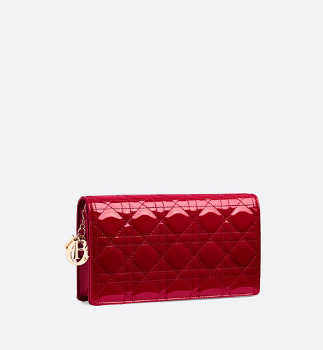 DIOR Lady Dior Clutch Cherry Patent Cannage Calfskin