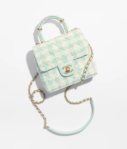 CHANEL Mini Flap Bag With Handle-Light blue