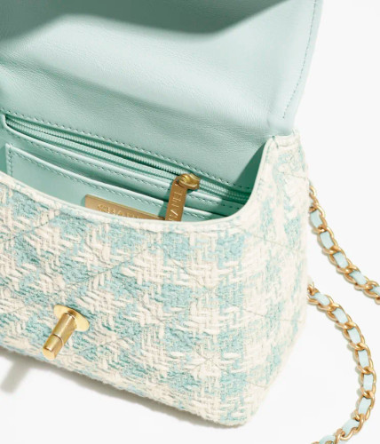 CHANEL Mini Flap Bag With Handle-Light blue