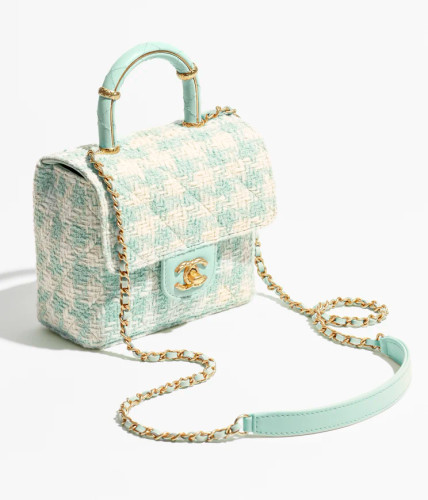 CHANEL Mini Flap Bag With Handle-Light blue