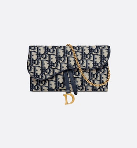 DIOR Long Saddle Chain Wallet -Blue