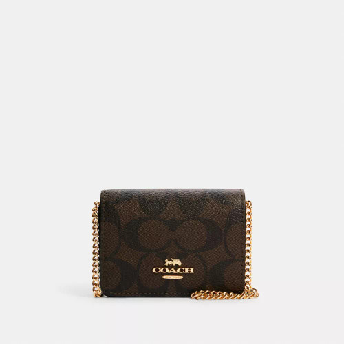 COACH Mini Wallet On A Chain In Signature Canvas (3-4 Weeks Ship)