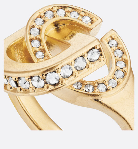 DIOR Cd Lock Ring Gold-finish Metal And Silver Crystals