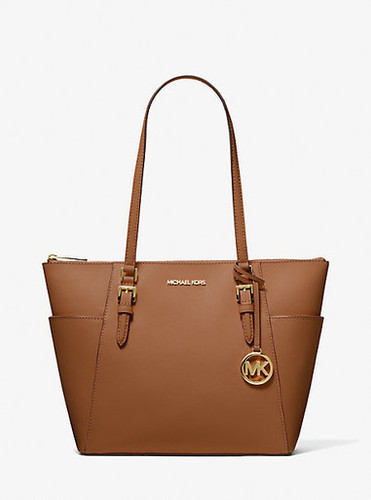 MICHAEL KORS  Charlotte Large  Saffiano Leather Top-zip Tote - Luggage