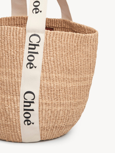 CHLOE Woody Large Denim Basket Tote Bag - White (@Delhi Studio)