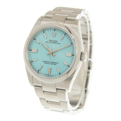 ROLEX Oyster Perpetual 36 Automatic Chronometer Turquoise Blue Dial Watch
