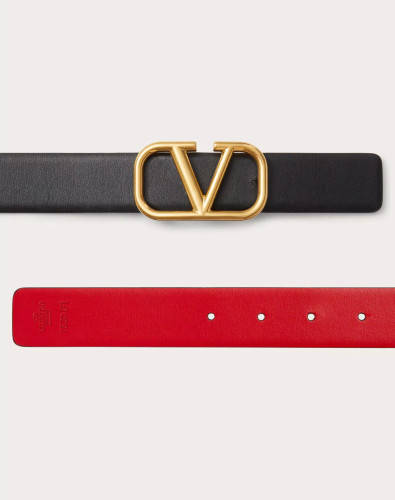 VALENTINO Vlogo Signature Reversible Belt In Shiny Calfskin, Height 30mm