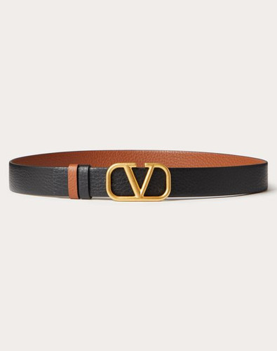 VALENTINO Vlogo Signature Reversible Elk-print Calfskin Belt 30 Mm