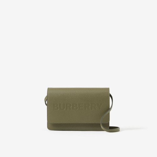 BURBERRY  Logo Embossed Leather Crossbody Bag