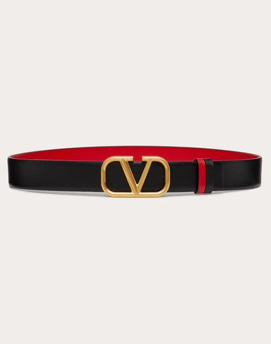 VALENTINO Reversible Vlogo Signature Belt In Shiny Calfskin, Height 30 Mm