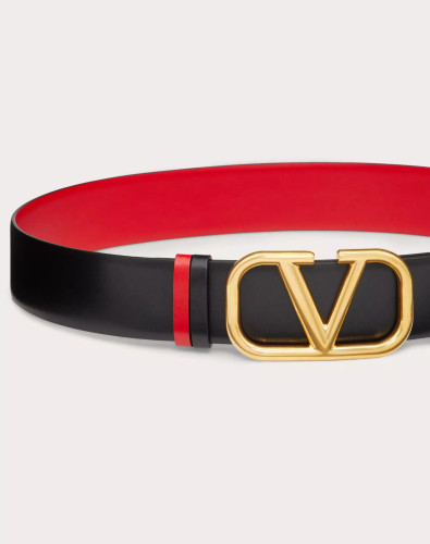 VALENTINO Vlogo Signature Reversible Belt In Shiny Calfskin. Height: 40mm