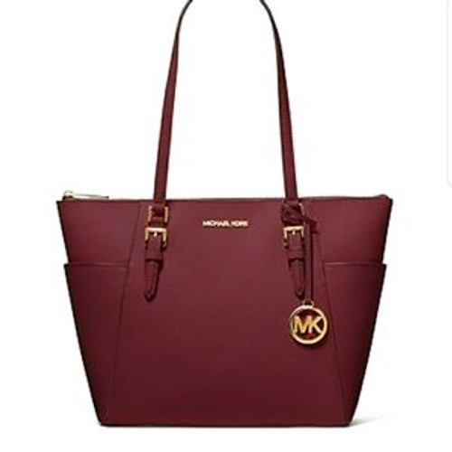 MICHAEL KORS  Charlotte Large  Saffiano Leather Top-zip Tote  Maroon