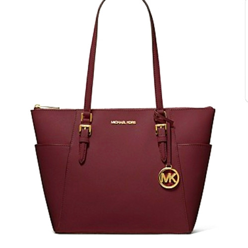 MICHAEL KORS  Charlotte Large  Saffiano Leather Top-zip Tote  Maroon