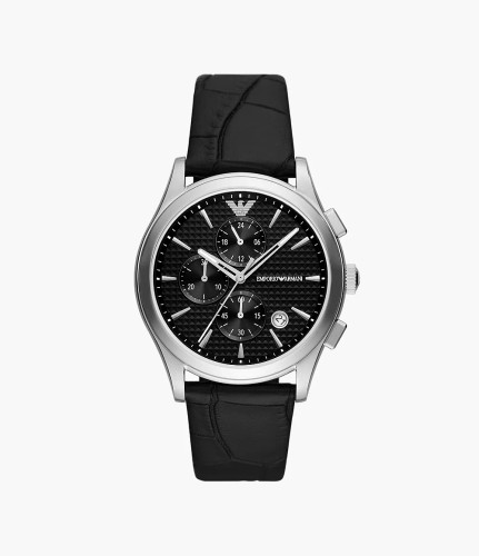 EMPORIO ARMANI Chronograph Black Leather Watch Ar11530 Image 1