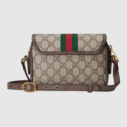 GUCCI Ophidia Mini Shoulder Bag With Gg Motif - Brown