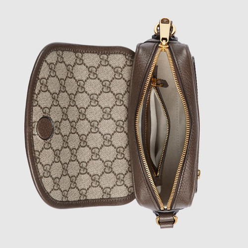 GUCCI Ophidia Mini Shoulder Bag With Gg Motif - Brown